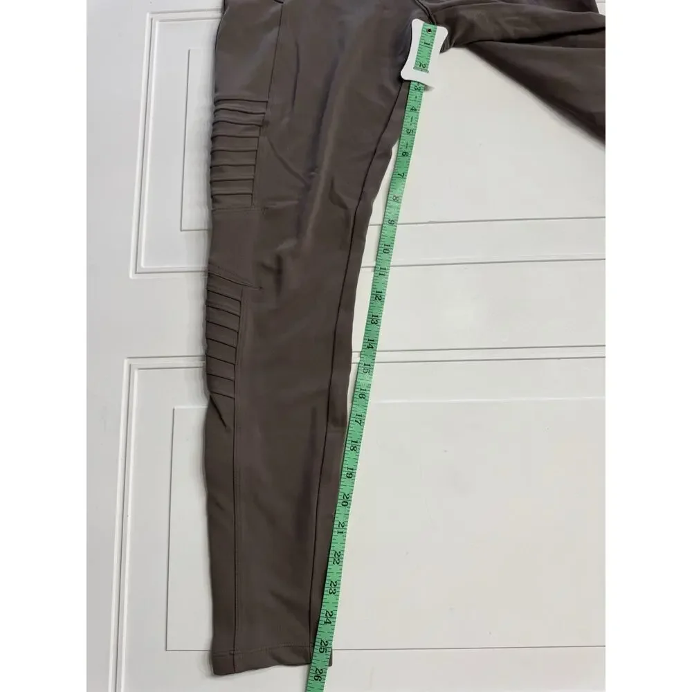 Athleta Delancey Zip Ankle Moto Tight Leggings Pants Taupe Brown Size Medium M - Picture 4 of 8